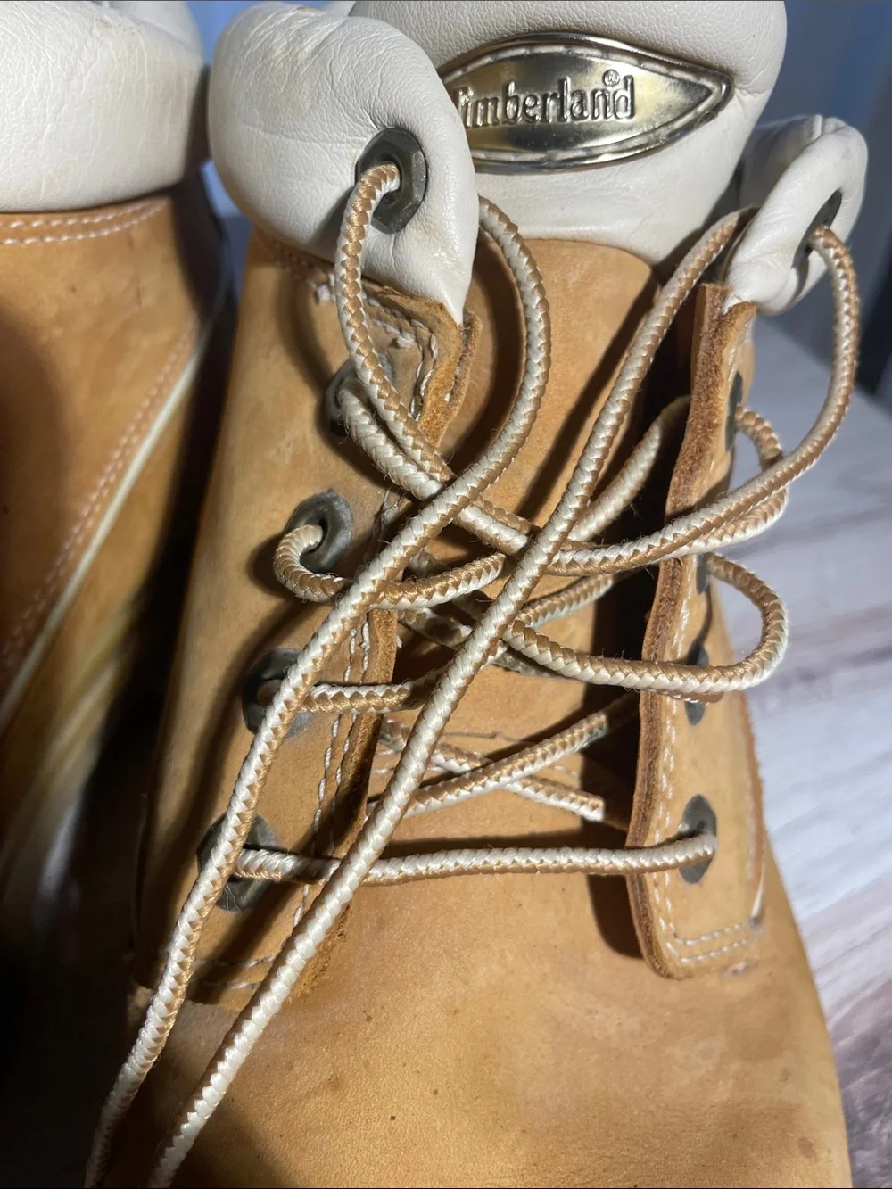 Timberland Wheat Nubuck Ankle Work Boots with Cream Collar